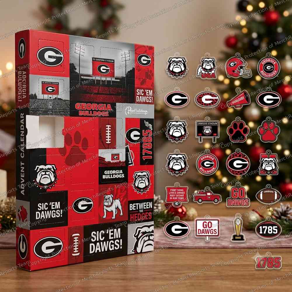2026 NCAA Georgia Bulldogs Advent Calendar 24 Ornaments Christmas Countdown Holiday Gift
