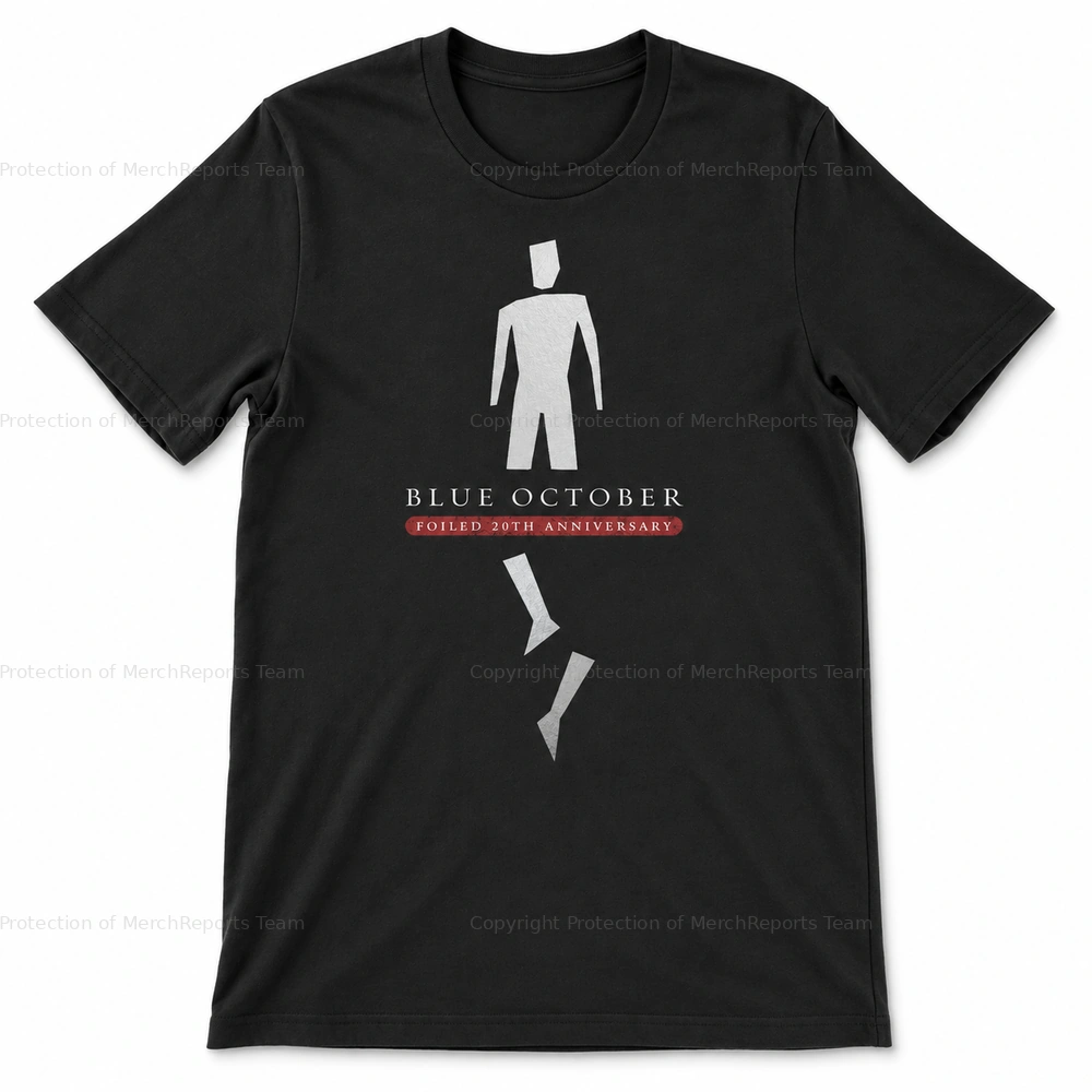 Black Foiled broken-figure T-shirt — Blue October Tulsa online merch edit