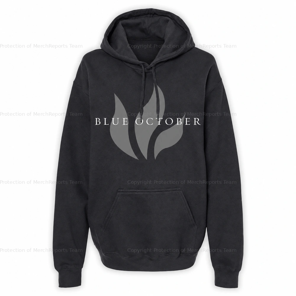 Charcoal flame-logo pullover hoodie — Blue October Lubbock online merch edit
