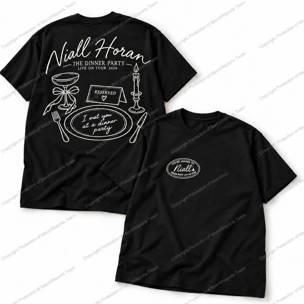Black Dinner Party two-sided T-shirt — Niall Horan Milan online merch edit