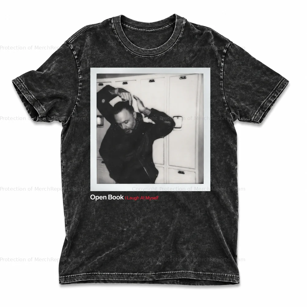 Acid-washed Open Book portrait T-shirt — Blue October Milwaukee online merch edit