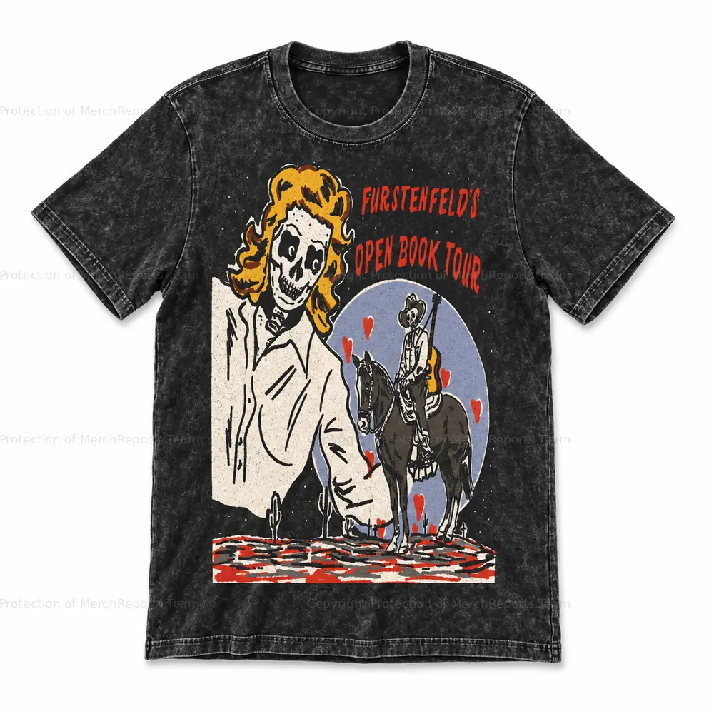Acid-washed skeleton cowgirl T-shirt — Blue October Detroit online merch edit