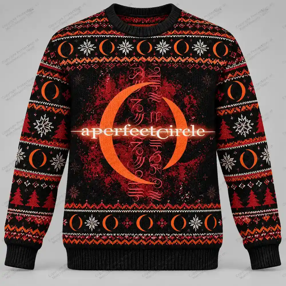 A Perfect Circle Orange Crescent Logo Ugly Christmas Sweater product artwork