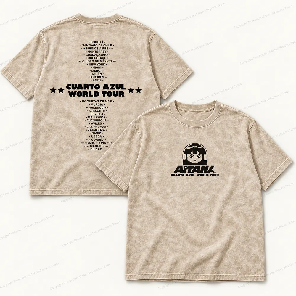 Beige Washed Two-Sided Tour Tee