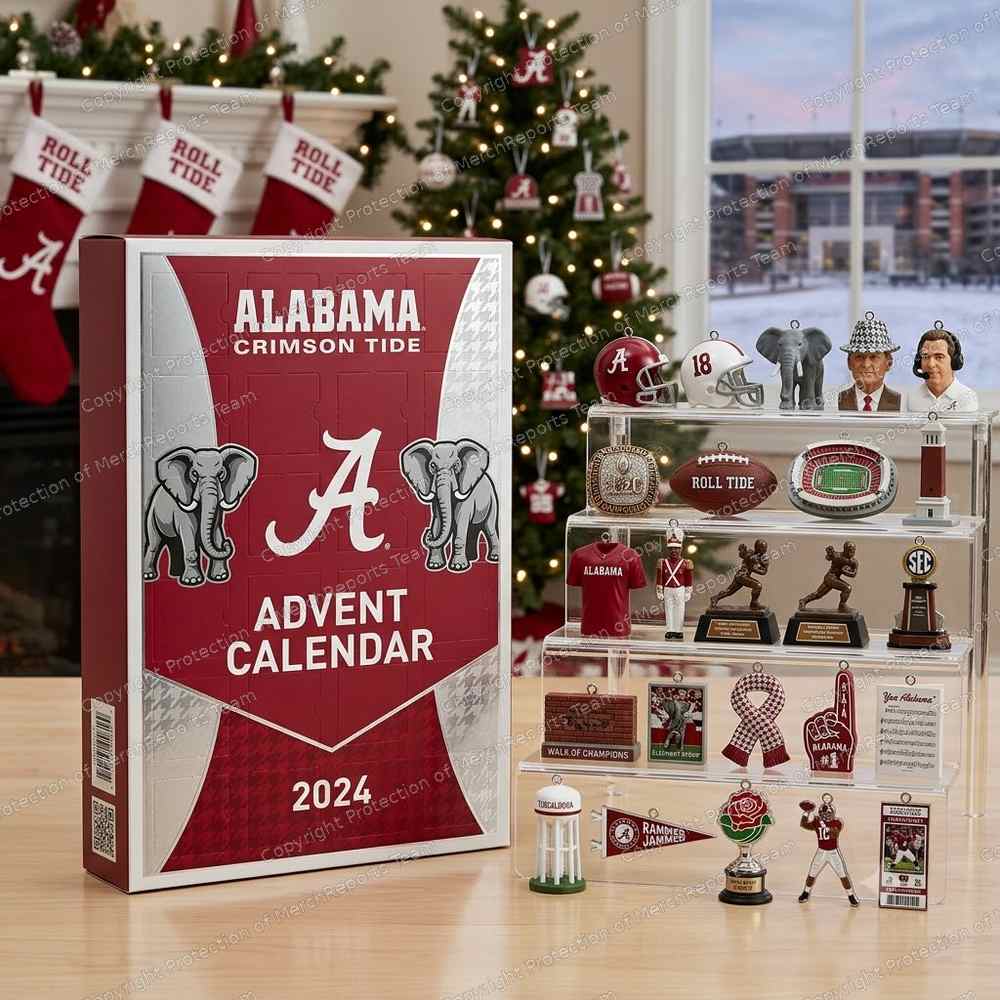 Alabama Crimson Tide 2026 Christmas Advent Calendar 24 Ornaments Holiday Gift