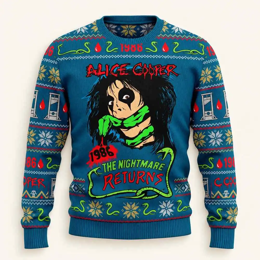 The Nightmare Returns — Blue Snake Alice Cooper Christmas sweater