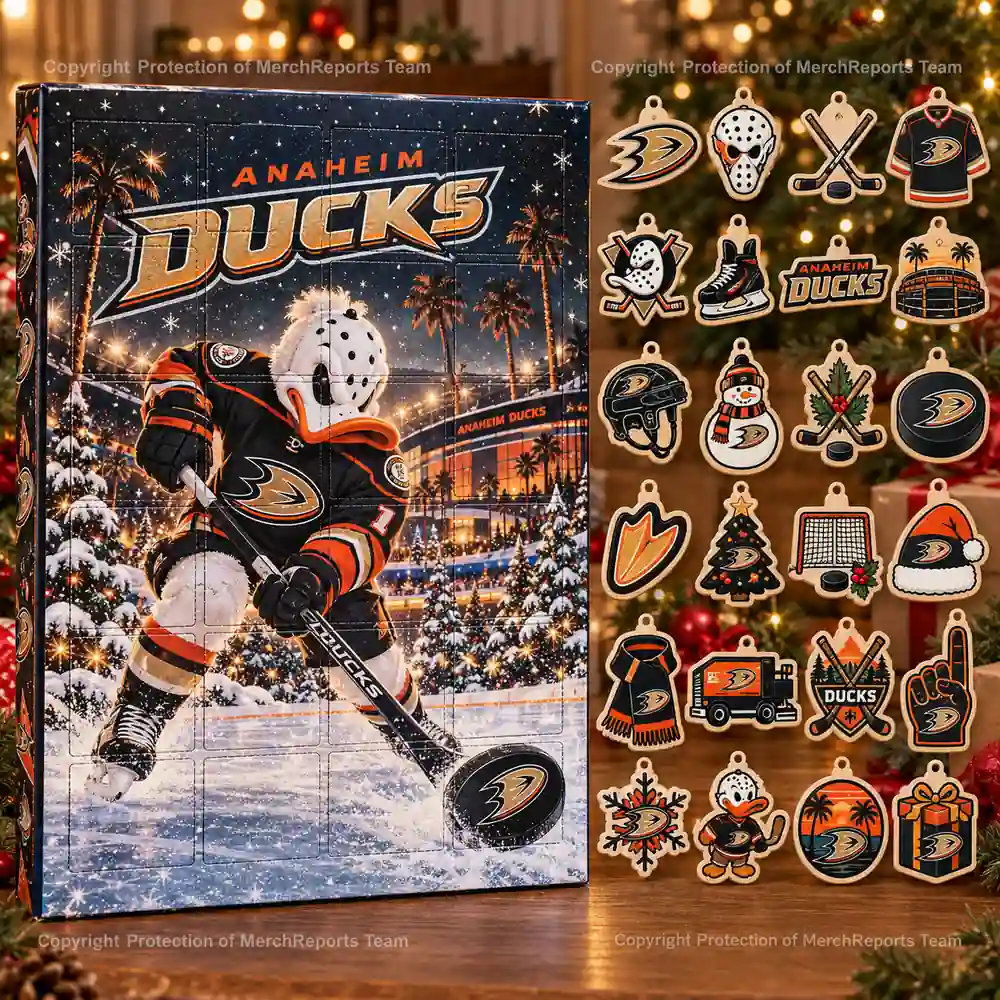 Anaheim Ducks NHL Christmas 24-ornament wooden Advent Calendar