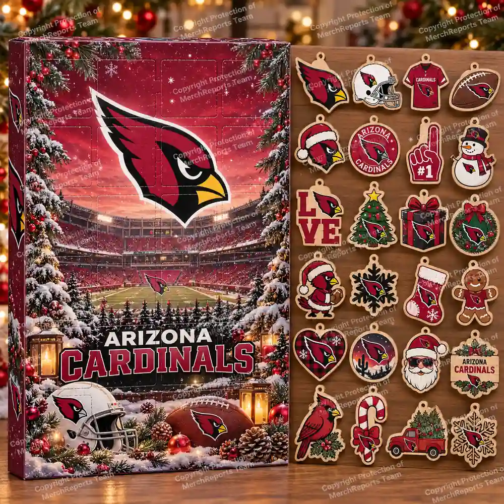 Arizona Cardinals NFL Christmas 24-ornament wooden Advent Calendar