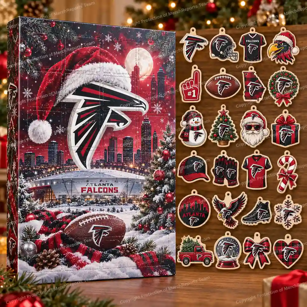 Atlanta Falcons NFL Christmas 24-ornament wooden Advent Calendar