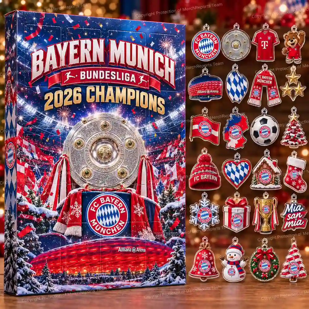 Bayern Munich Bundesliga 2026 Champions Trophy Celebration Christmas 24 Ornaments Acrylic Advent Calendar Design A product mockup