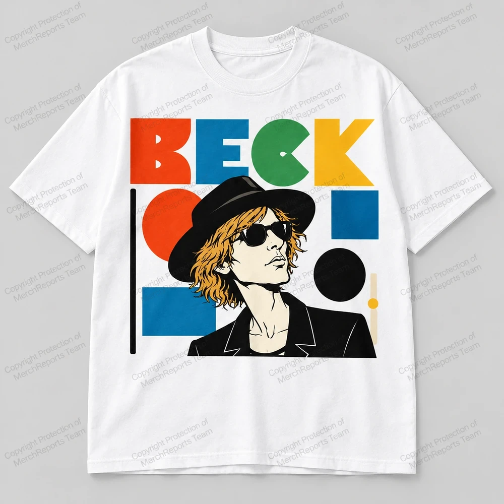 Beck Color-Block Geometric White Tee product artwork