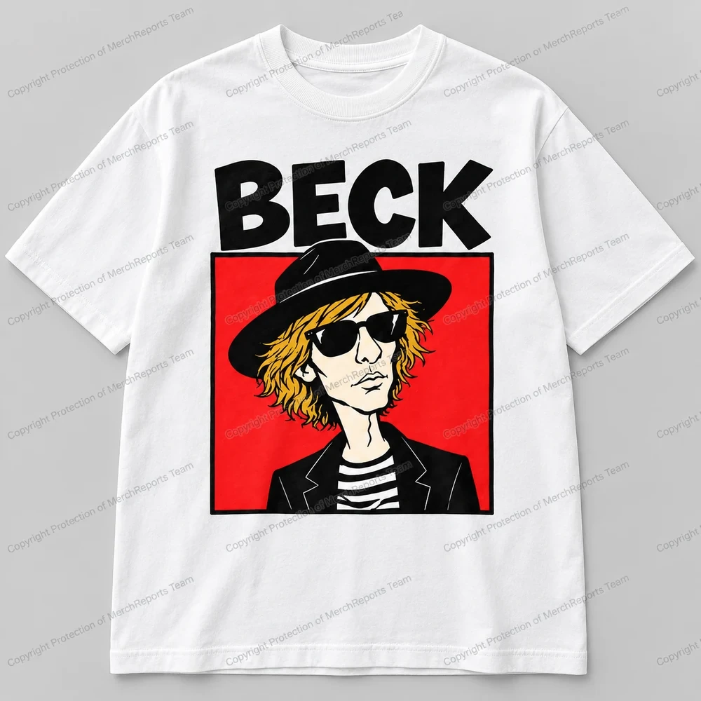 Beck Red Pop-Art Portrait White Tee product artwork