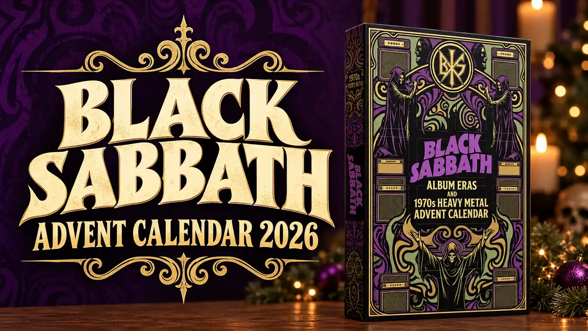 Black Sabbath Advent Calendar box artwork shown with the 2026 gift guide title