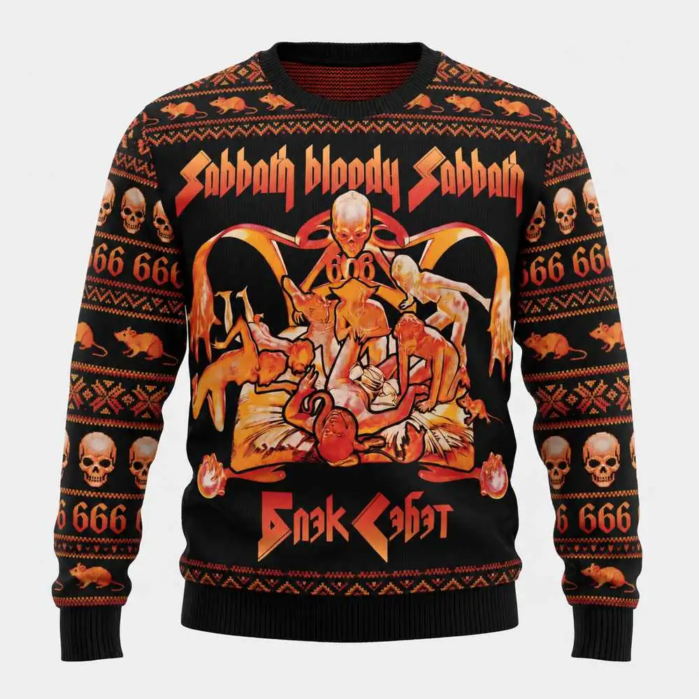 Sabbath Bloody Sabbath — Orange Occult Black Sabbath Christmas sweater