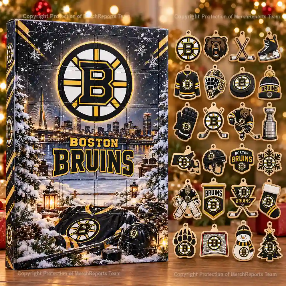 Boston Bruins NHL Christmas 24-ornament wooden Advent Calendar