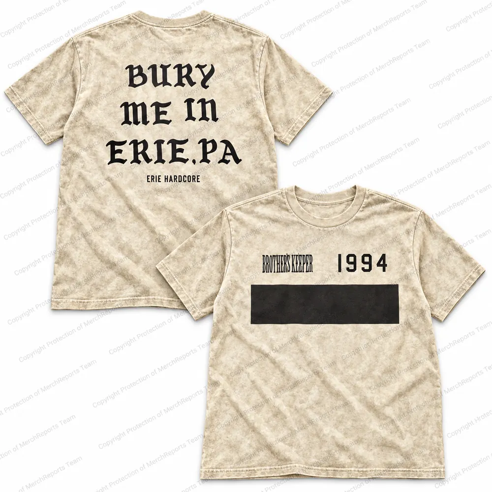 Bury Me in Erie PA — Beige acid-washed tee product view
