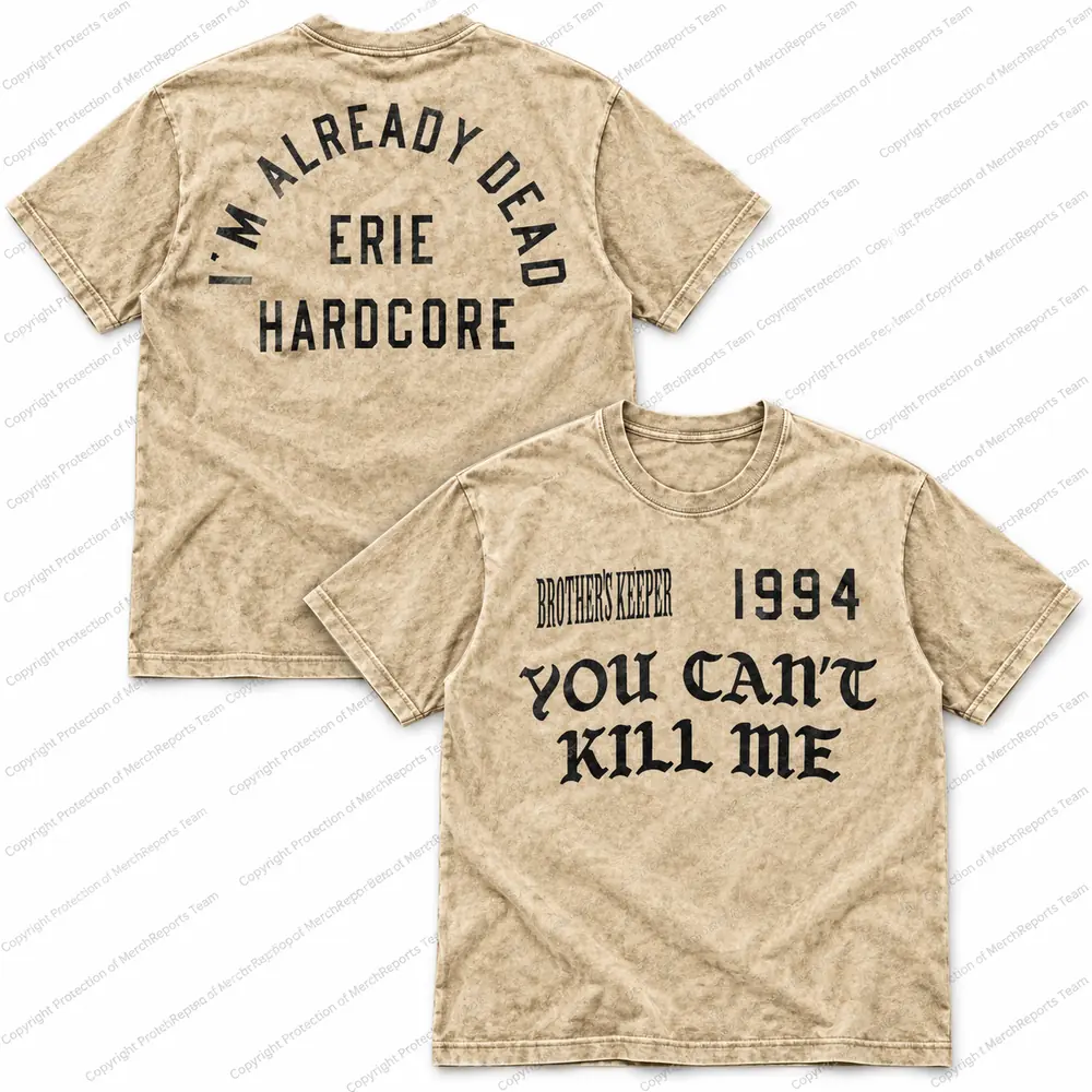 You Can’t Kill Me — Beige acid-washed tee product view