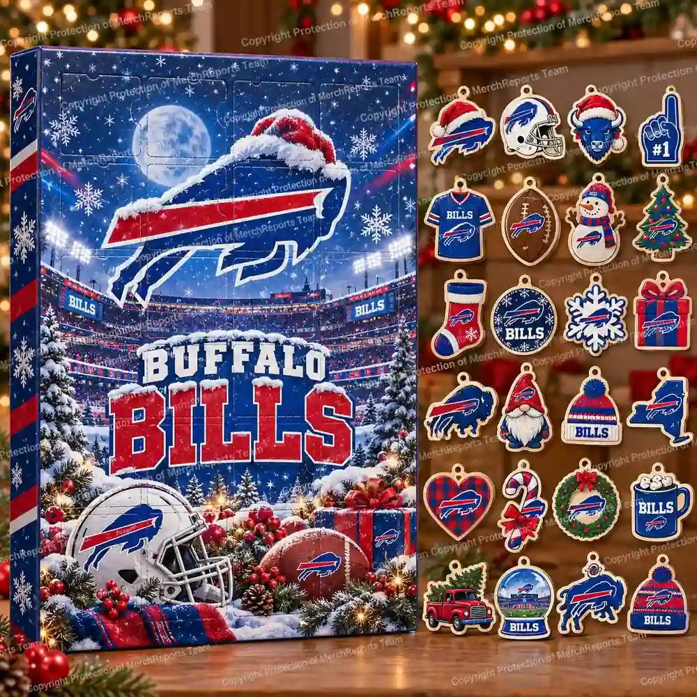 Buffalo Bills NFL Christmas 24-ornament wooden Advent Calendar