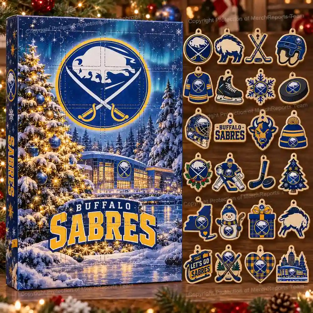 Buffalo Sabres NHL Christmas 24-ornament wooden Advent Calendar