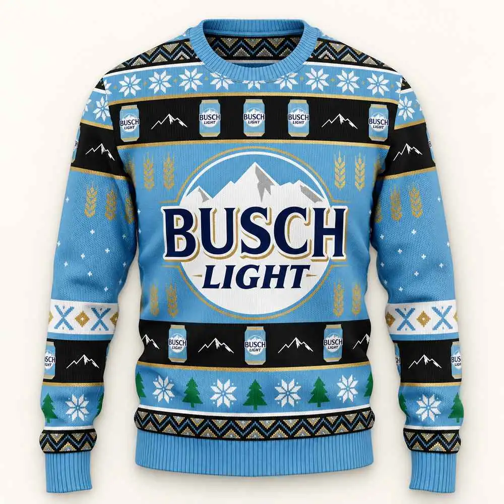 Busch Light Mountain & Can Sweater Busch Light Christmas sweater