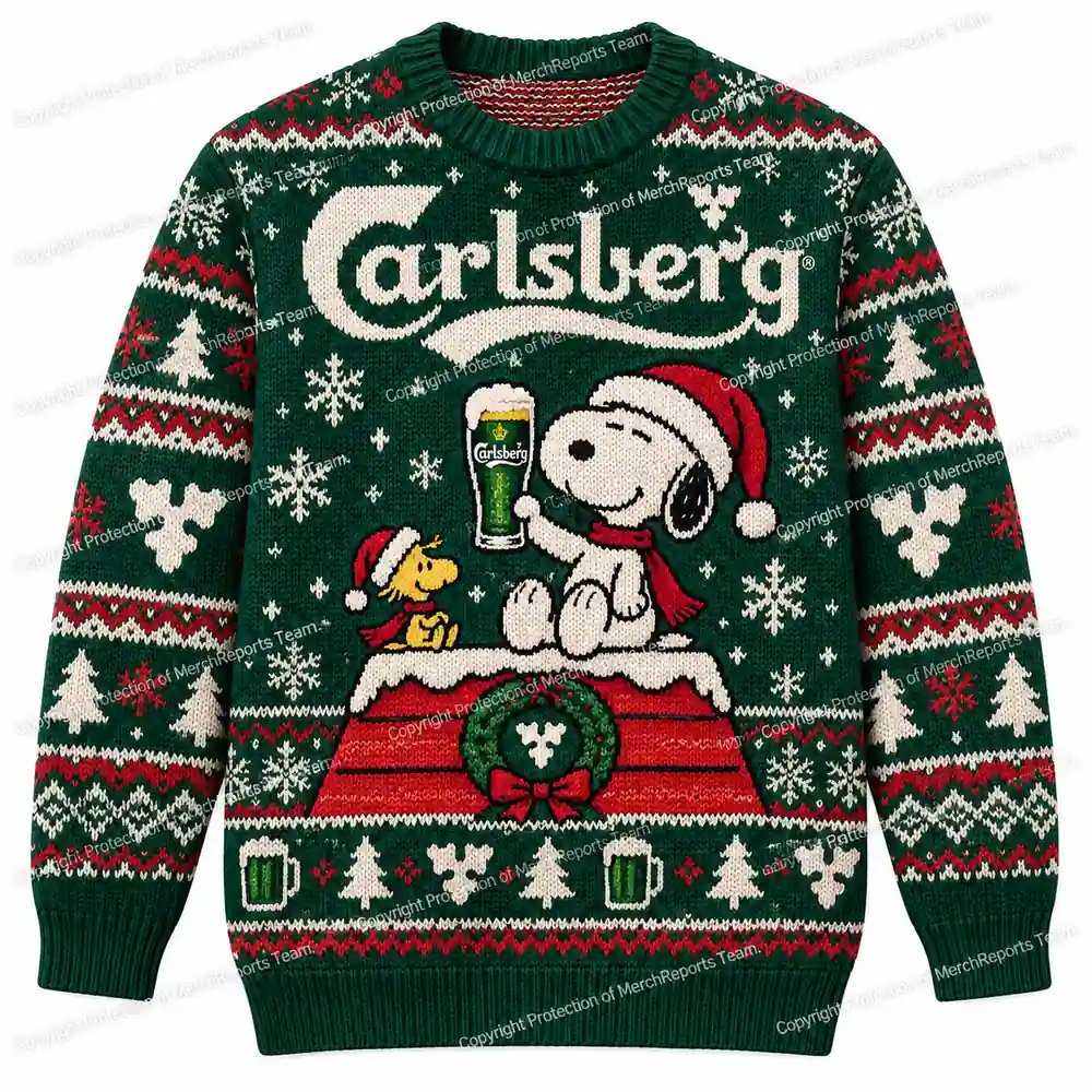 Carlsberg Snoopy Santa Beer Fair Isle Christmas 2026 Ugly Sweater Shirt