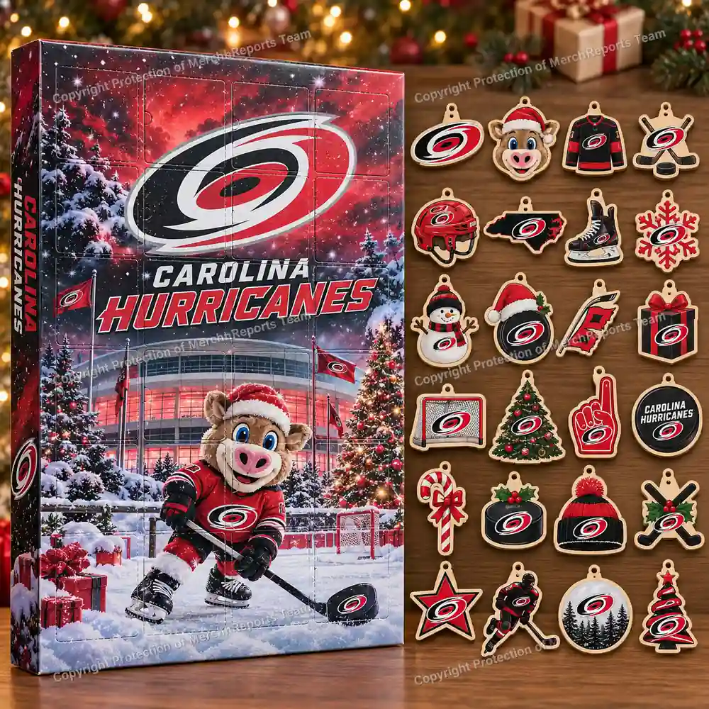 Carolina Hurricanes NHL Christmas 24-ornament wooden Advent Calendar