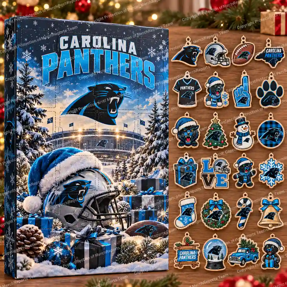 Carolina Panthers NFL Christmas 24-ornament wooden Advent Calendar