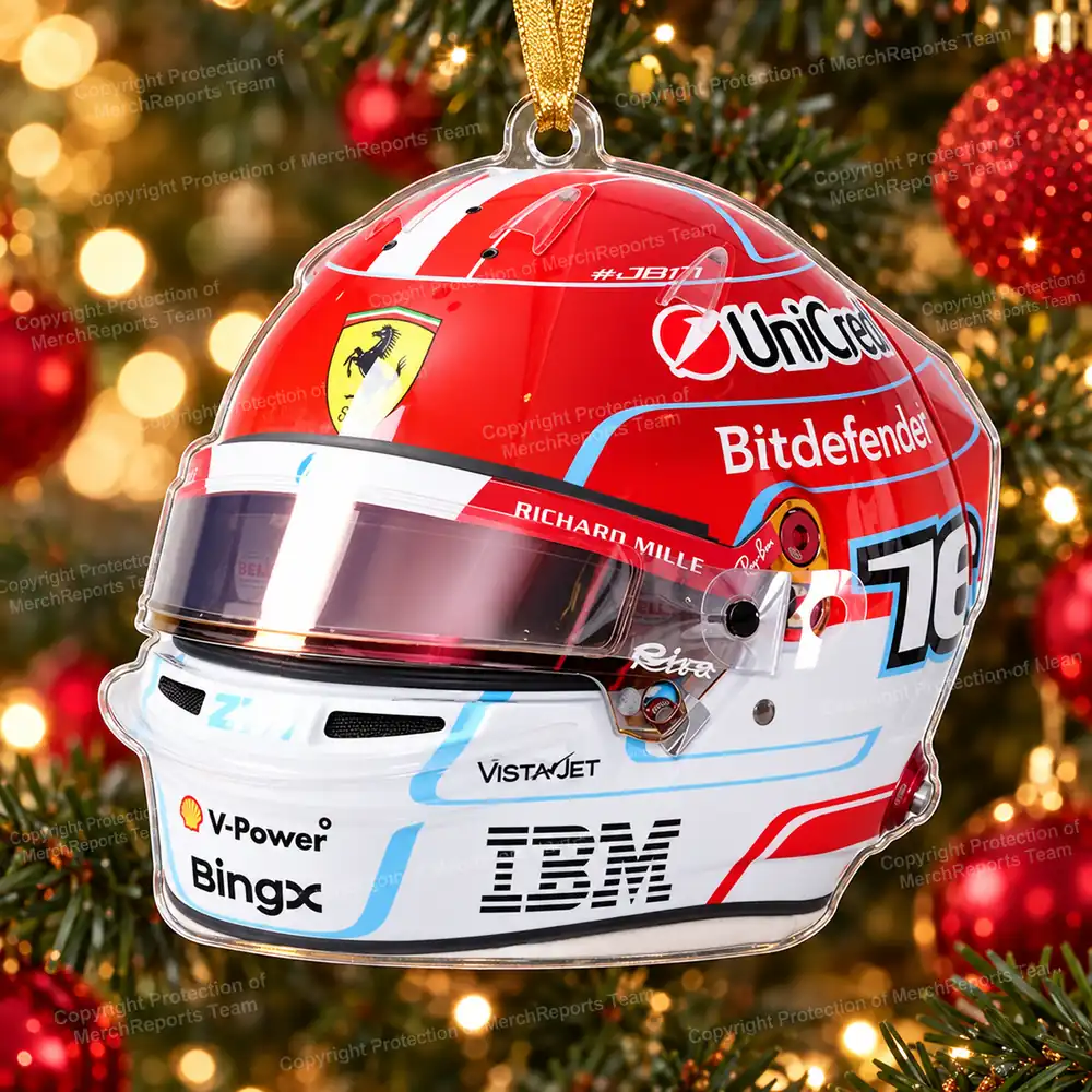 Charles Leclerc Ferrari F1 2026 Red White Helmet Acrylic Christmas Ornament Motorsport Fan Gift