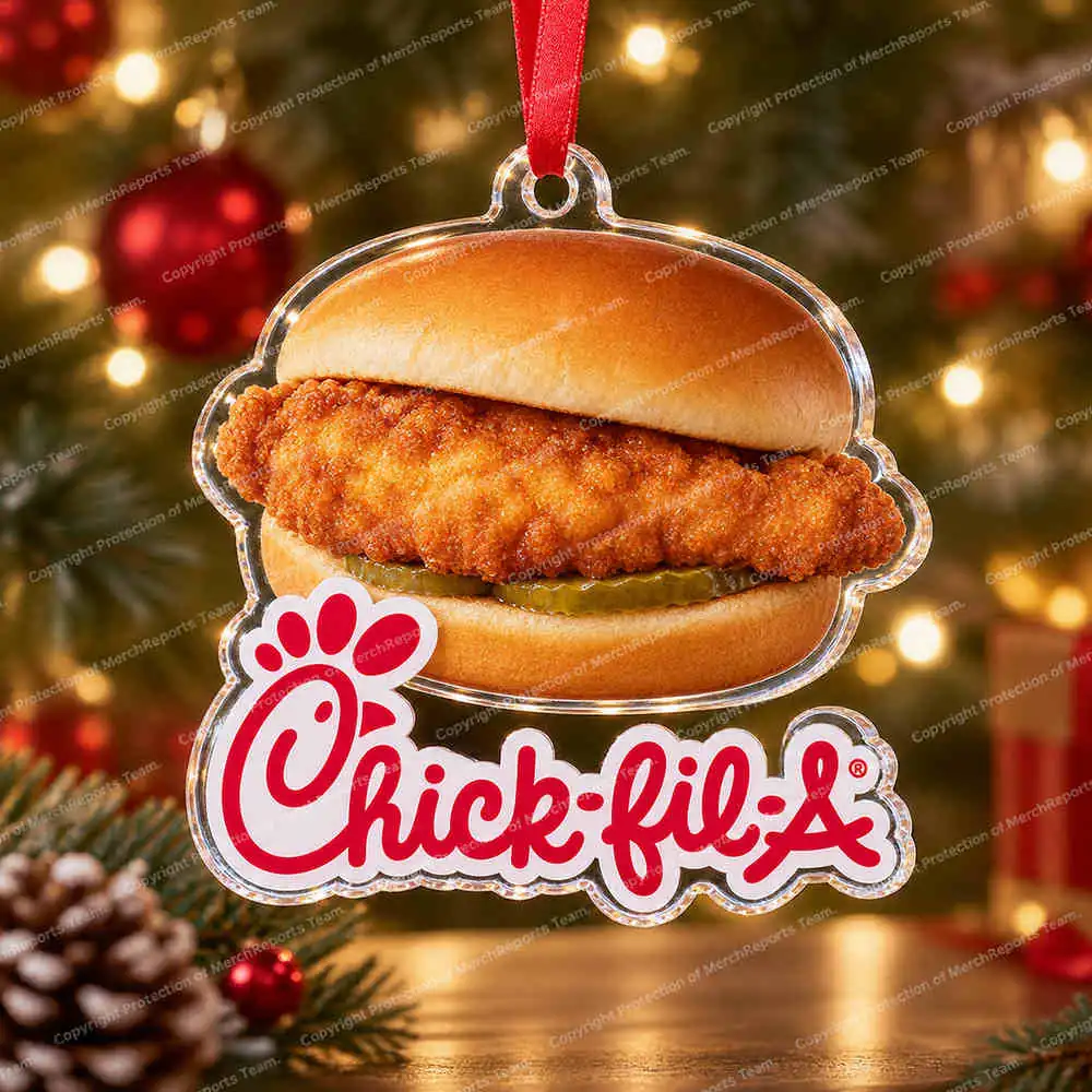 Chicken Sandwich & Script acrylic Christmas ornament