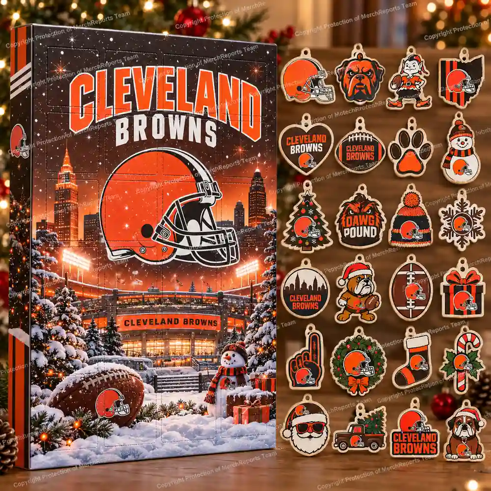 Cleveland Browns NFL Christmas 24-ornament wooden Advent Calendar