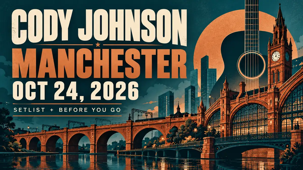 Editorial concert guide illustration for Cody Johnson October 24, 2026