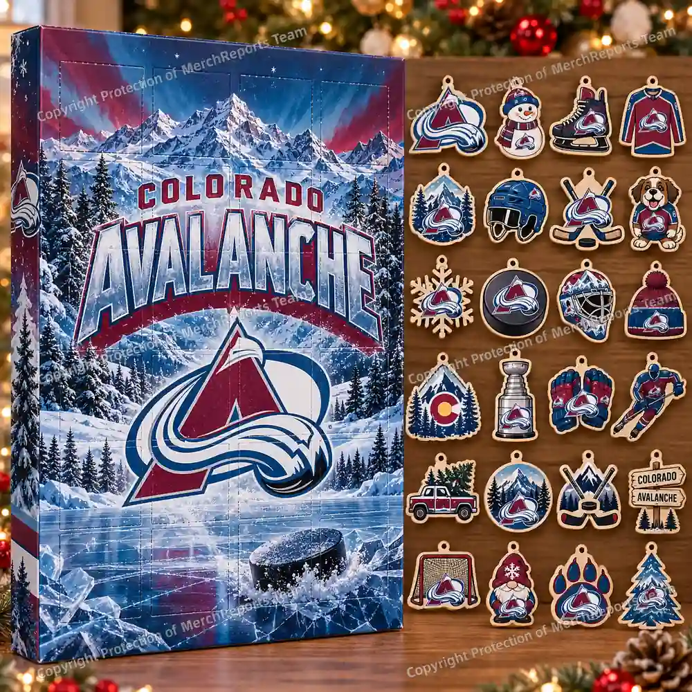 Colorado Avalanche NHL Christmas 24-ornament wooden Advent Calendar