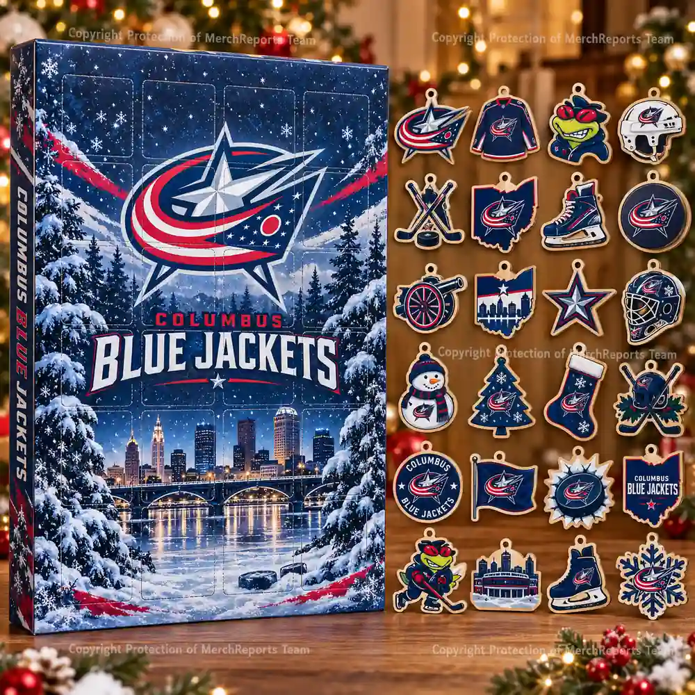 Columbus Blue Jackets NHL Christmas 24-ornament wooden Advent Calendar