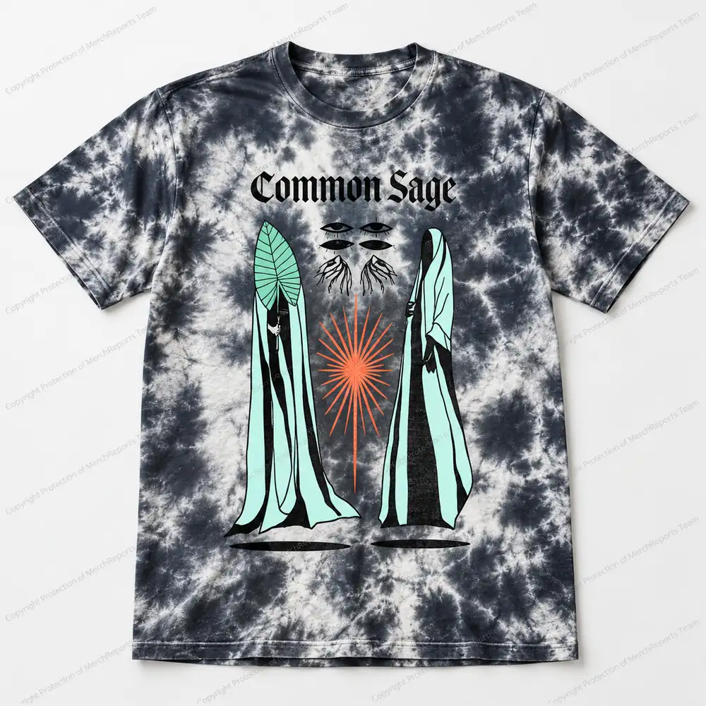 Mystic Figures — black tie-dye tee — Common Sage product mockup