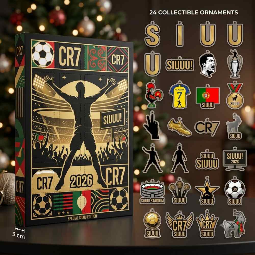 Cristiano Ronaldo CR7 SIUU Gold Football Collage Christmas Advent Calendar product mockup