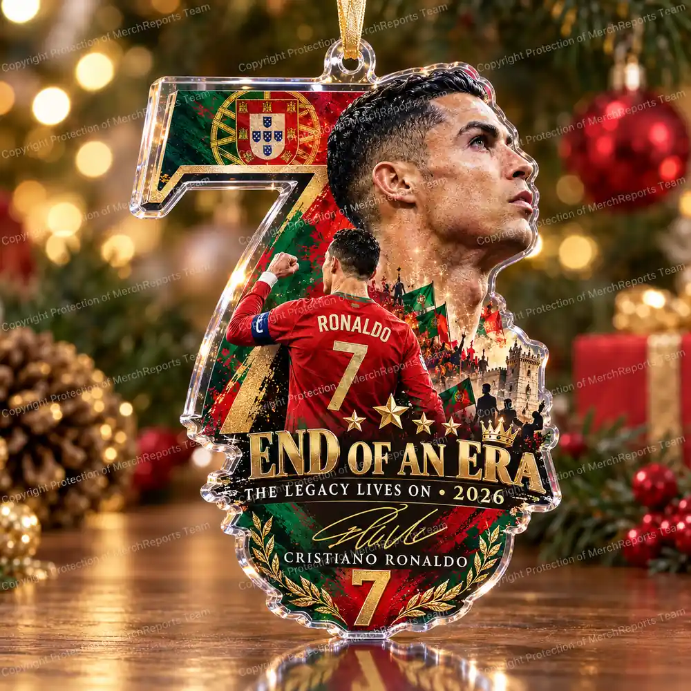 Cristiano Ronaldo Portugal 2026 End Of An Era Number 7 Tribute Christmas Custom Shape Acrylic Ornament product mockup