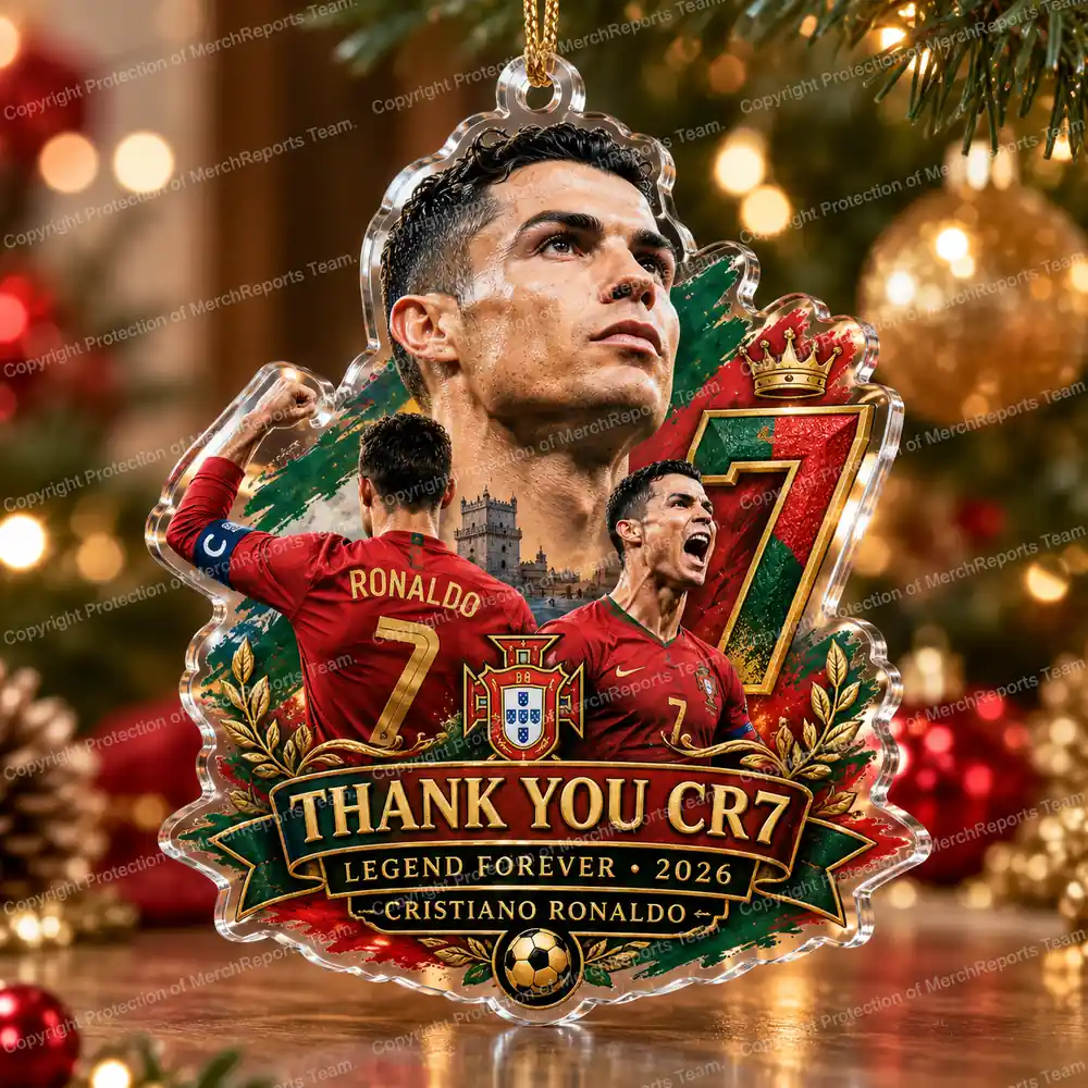 Cristiano Ronaldo Portugal 2026 Thank You CR7 Legend Forever Tribute Christmas Custom Shape Acrylic Ornament product mockup