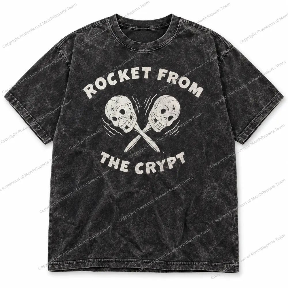Crossed Knives & Skull — Washed-black tee product view