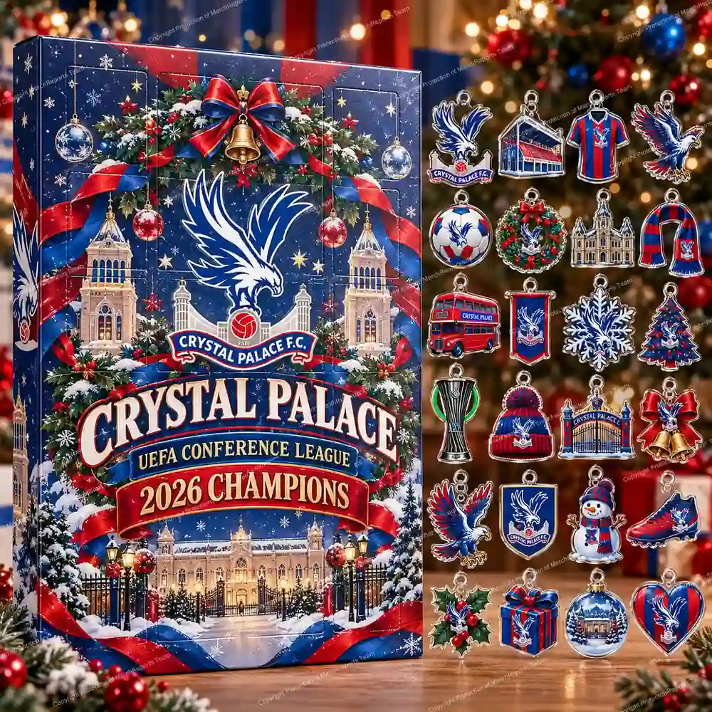 Crystal Palace UEFA Conference League 2026 Champions Heritage Christmas 24 Ornaments Acrylic Advent Calendar Design B product mockup