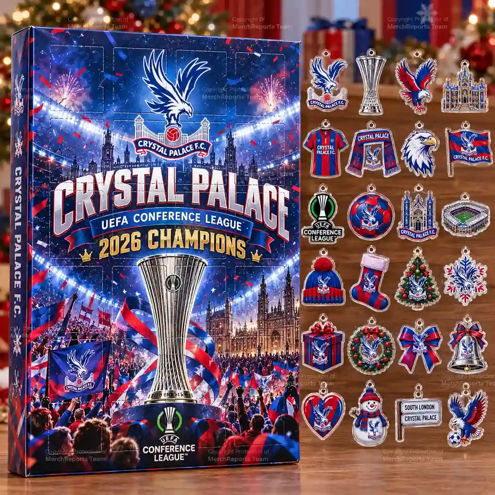 Crystal Palace UEFA Conference League 2026 Champions Trophy Celebration Christmas 24 Ornaments Acrylic Advent Calendar Design A product mockup