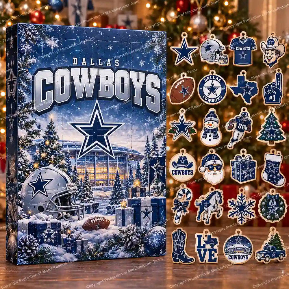 Dallas Cowboys NFL Christmas 24-ornament wooden Advent Calendar
