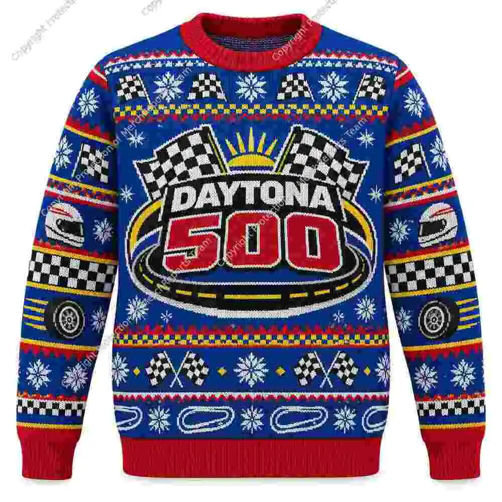 Daytona 500 Racing Logo Ugly Christmas Sweater product artwork