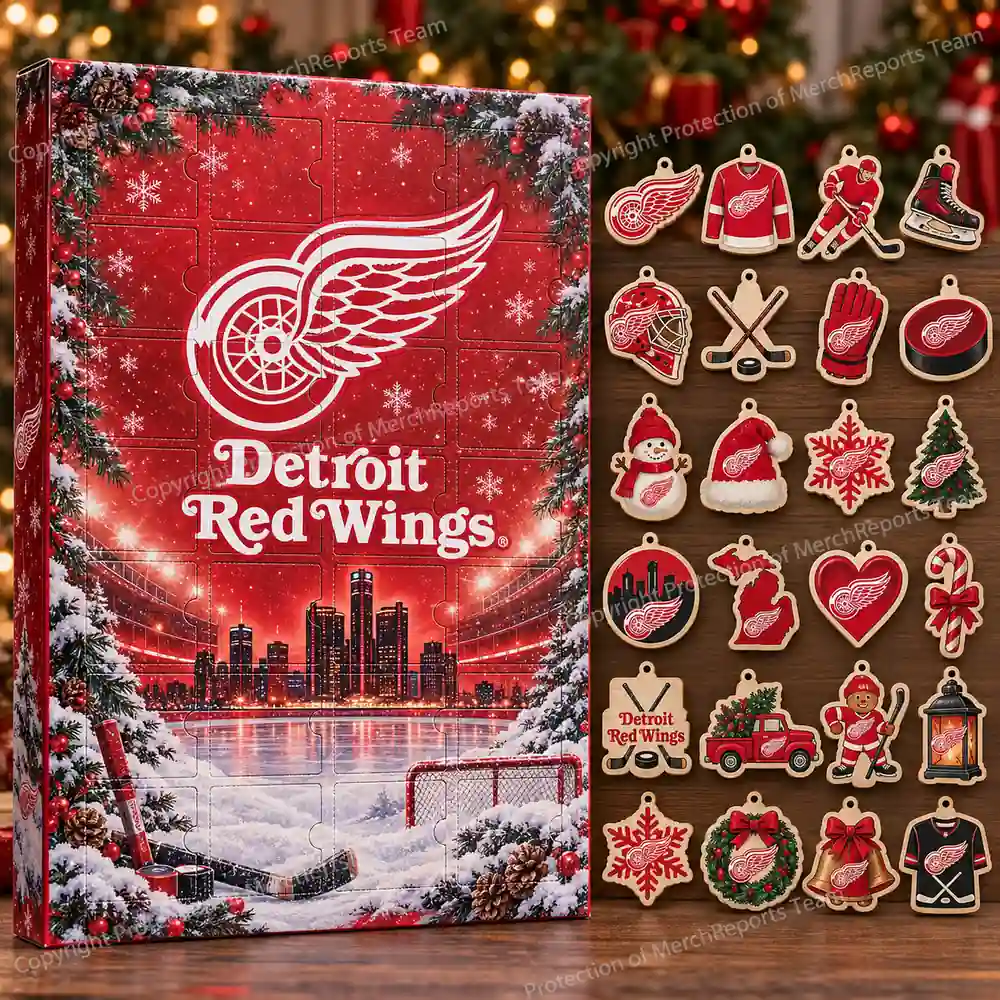 Detroit Red Wings NHL Christmas 24-ornament wooden Advent Calendar