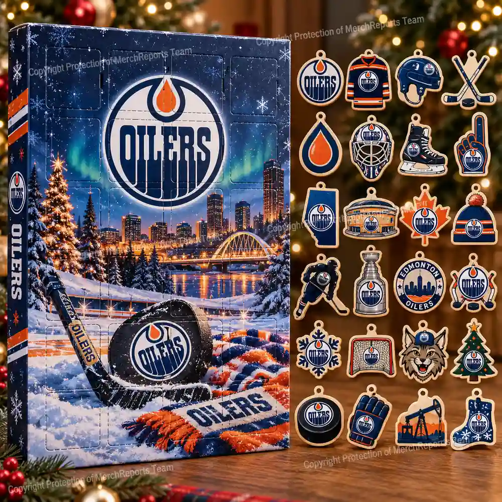 Edmonton Oilers NHL Christmas 24-ornament wooden Advent Calendar