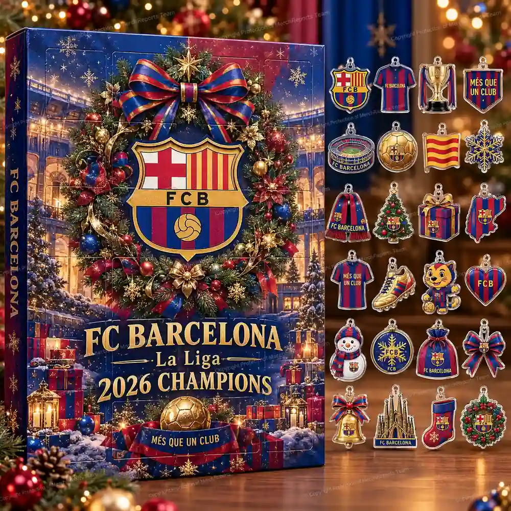 FC Barcelona La Liga 2026 Champions Heritage Christmas 24 Ornaments Acrylic Advent Calendar Design B product mockup