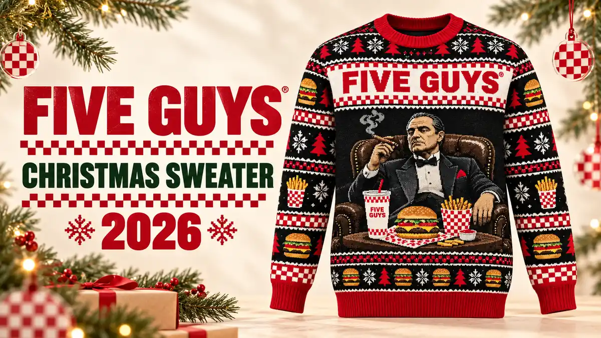 Five Guys Christmas sweater product designs