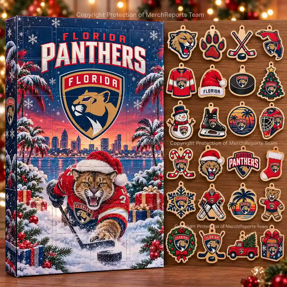 Florida Panthers NHL Christmas 24-ornament wooden Advent Calendar