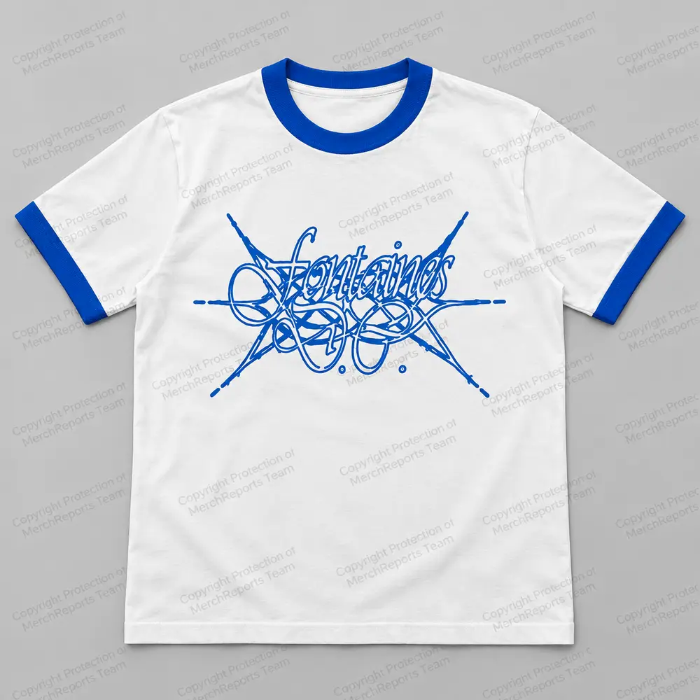 Blue Gothic Ringer Tee — Fontaines D.C. merch design.