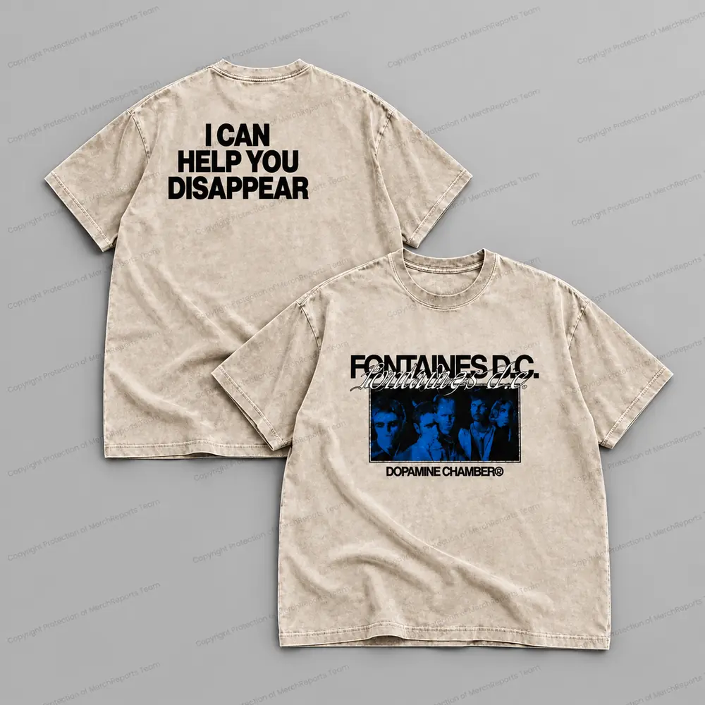 Blue Portrait Tee — Washed Beige — Fontaines D.C. merch design.