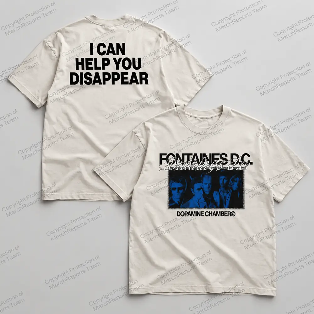 Blue Portrait Tee — White — Fontaines D.C. merch design.